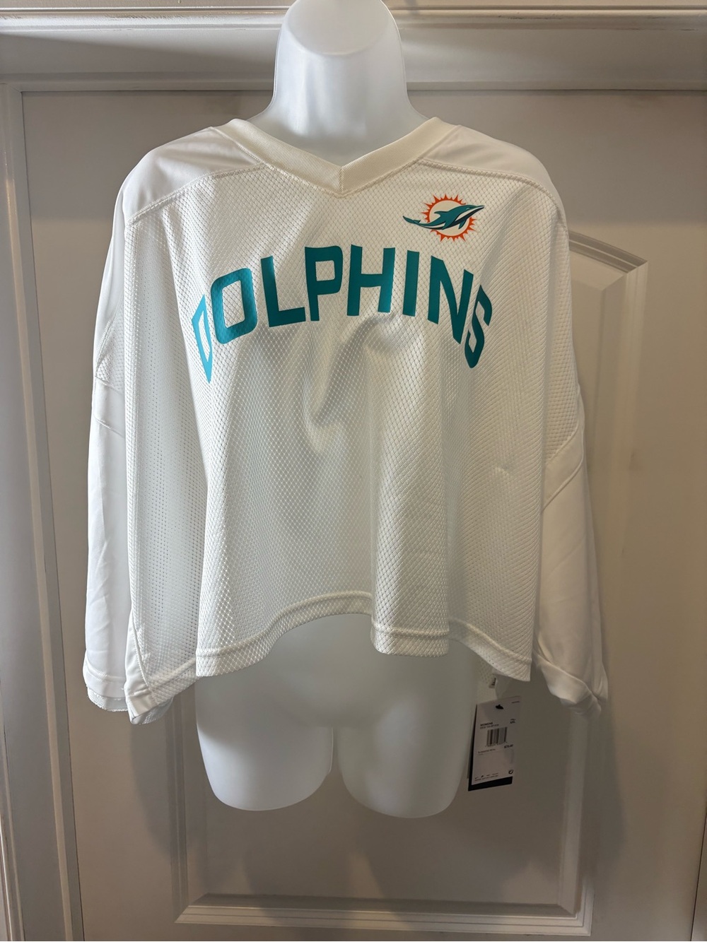 Miami Dolphins women’s Size XXL White Mesh Cropped Top